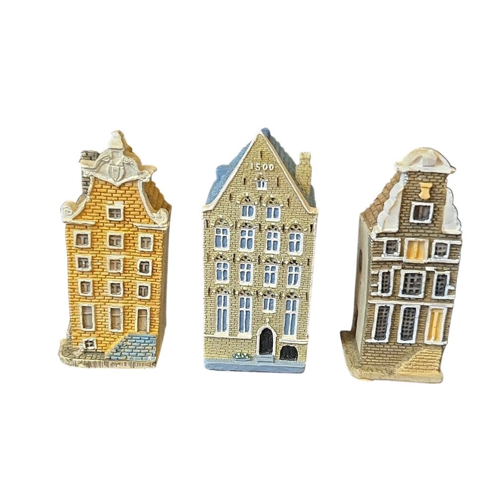Vintage Blokker "Serie Grachtenhuizen" collection houses set of 3 hand painted